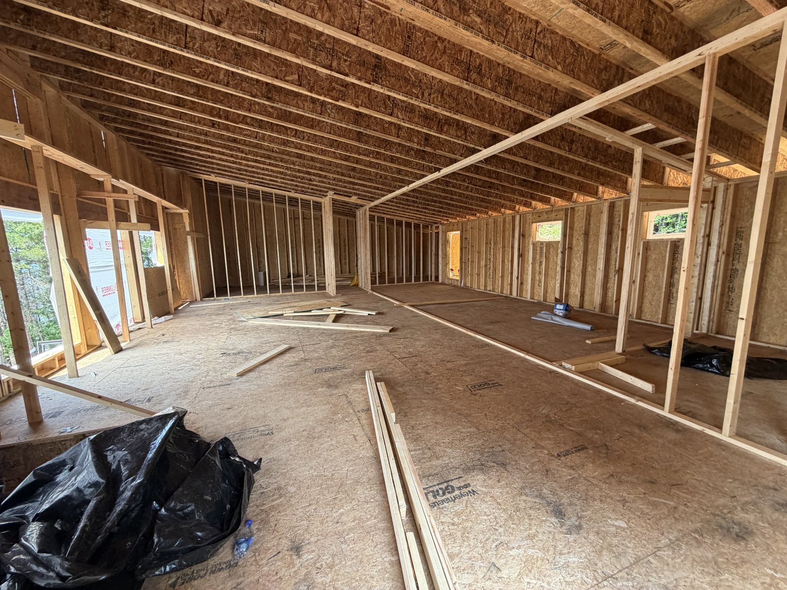 Interior view of the framed second floor